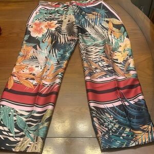 Zara trousers tropical print satin cropped size small